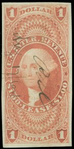 US Scott #R70a $1.00, Used With ms. Cancel, LEASE REVENUE Stamp, SCV $50.00 (SK)