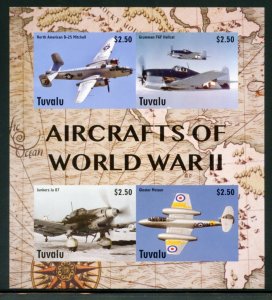 NEVER OFFERED TUVALU 2022 AIRCRAFTS OF WW II  IMPERF SHEET MINT NH