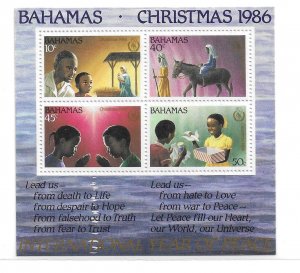 Bahamas 1986 Christmas Intl peace year Sc 624a S/S MNH C10