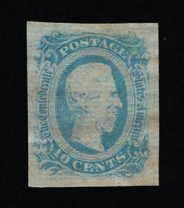 GENUINE CONFEDERATE CSA SCOTT #12 DIE-B MINT NG BLUE ARCHER & DALY PRINTING