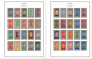 COLOR PRINTED DAHOMEY 1899-1944 STAMP ALBUM PAGES (16 illustrated pages)