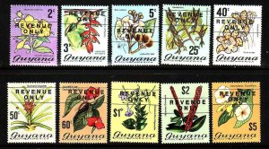 Guyana-Sc#134-6,141-7-unused NH -Flowers-overprinted Revenue Only set -