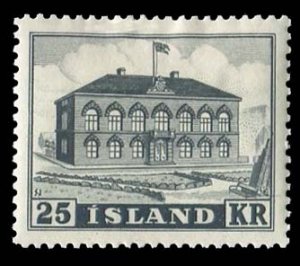 Iceland #273 Cat$100, 1952 25k Parliament Building, hinged