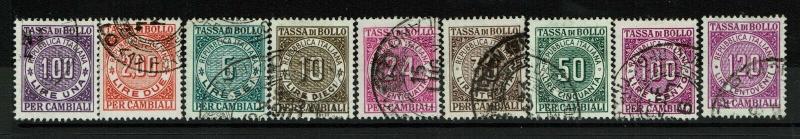 Italy 9 Cambiali 1946 Stamps, some faults - S6096