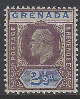 Grenada, Scott #51; 2 1/2p King Edward VII, Wmk 2, MH