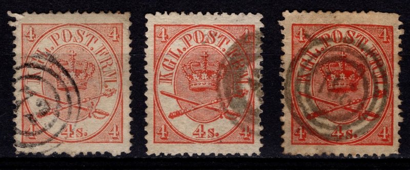 Denmark 1864-70 Coat of Arms Definitives, 4sk colour variations [Used]