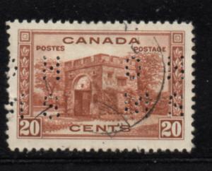 Canada USC#O-243 1938 20 c perforated OHMS Official stamp used