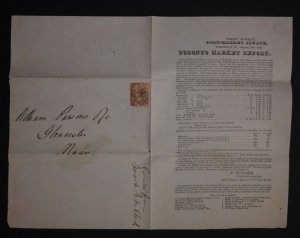 1858 Toronto Market Report Circular Cover to Gloucester MA USA Scott # 8