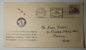 US FDC Sc# 732 RICE Washington DC 1933 NRA Franklin Roosevelt 