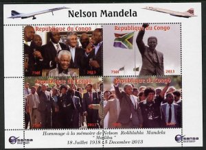 CONGO B. - 2013 - Nelson Mandela #4 - Perf 4v Sheet - Mint Never Hinged