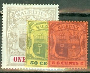 JG: Mauritius 128-136 most mint (133 used) CV $150; scan shows only a few