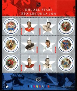 CANADA SG2052a 2001 NATIONAL HOCKEY LEAGUE SHEETLET MNH