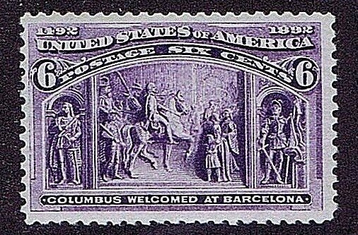 US 235 UNUSED ORIGINAL GUM MNH 6 CENT COLUMBIAN, 1893, PSE CERT GRADED FINE