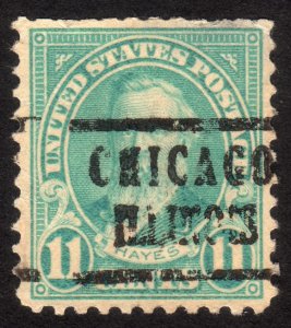 1922, US 11c, Hayes, Used, Chicago precancel, Sc 563