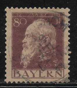 Bavaria - Scott #85  80pf Violet grey brown  Prince Luitpold F VF Used