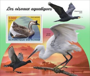 Chad - 2021 Water Birds, Swan Goose - Stamp Souvenir Sheet - TCH210415b