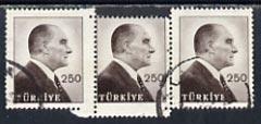 Turkey 1959 Pictorial 250k Portrait of Ataturk used strip...