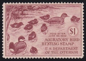 US RW8 $1 Duck Hunting Stamp Mint VF-XF OG NH SCV $220