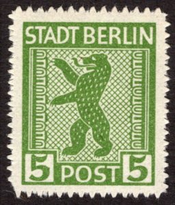 1945, Germany, Allied Occupation of Berlin 5pf, MNH, Well-Centered, Sc 11N1a
