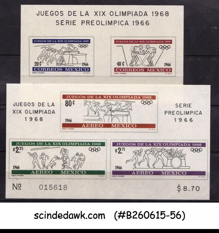 MEXICO - 1966 XIX OLYMPIC GAMES - MINIATURE SHEET MINT NH 2nos IMPERF!!!