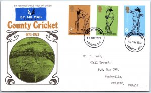 GREAT BRITAIN FIRST DAY COVER COUNTY CRICKET SET OF (3) CANCELLED AT LONDON 1973