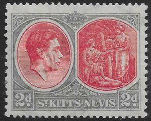 ST.KITTS-NEVIS SG71 1938 2d SCARLET & GREY MTD MINT