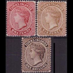 TURKS IS. 1889 - Scott# 45-7 Queen Victoria 1p-1s LH