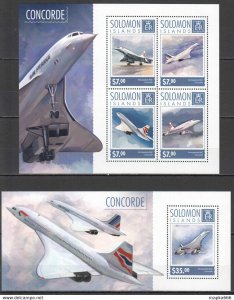 2014 Solomon Islands Concorde Aviation Transport #2862-66 1+1 ** Ls230