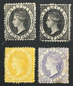 MOMEN: ST LUCIA SG #11-13,11a 1864-76 P12.5 MINT OG 2H/2NG £410 LOT #61588