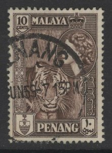 MALAYA PENANG SG49 1957 10c DEEP BROWN FINE USED