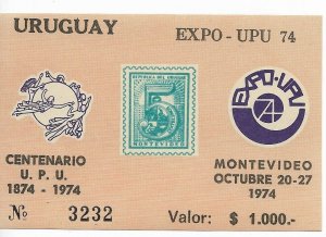 URUGUAY 1974 UPU ANNIVERSARY 100 YEARS 1874 -1974 EMBLEMS SOUVENIR SHEET MNH