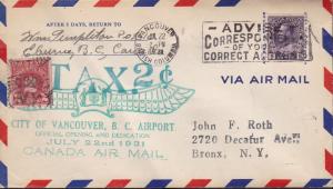 Canada 1931 Dedication Of The Vancouver B.C. Airport. Nice Admiral Use 2c Due