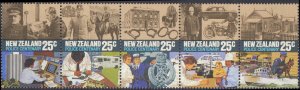 New Zealand  #843, Complete Set, Strip of 5, 1986, Never Hinged