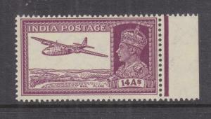 INDIA, 1940 KGVI 14a. Purple, marginal, mnh.