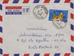 Cameroun 30F Bananas 1969 Ngo Medzap, Cameroun Airmail to Nice, France.  Crea...