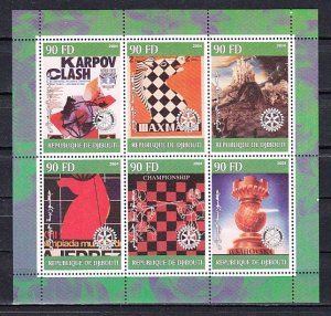 Djibouti, 2004 issue. Chess Posters sheet of 6. Rotary Logo. ^