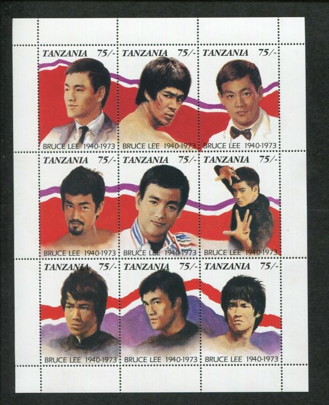 Tanzania Commemorative Souvenir Stamp Sheet - Martial Artist Legend Bruce Lee