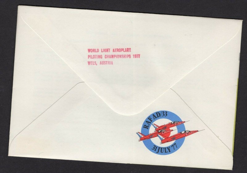 GB 1977 RAF flown commemorative cover - World Piloting Championship, Austria