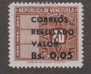 Venezuela 877 Revenue Stamps O/P 1965