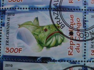 CONGO-2009-MARINE OCEAN FISHES CTO SHEET VF-WITH CLEAR FANCY FIRST DAY CANCEL