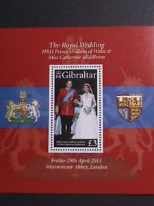 ​GIBRALTAR-2011-SC#1283-ROYAL WEDDING-PRINCE WILLIAM & CATHERINE-S/S  SCV$12