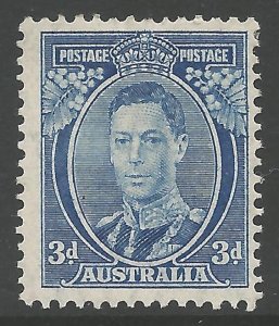 AUSTRALIA SG168ca 1938 3d BRIGHT BLUE DIE II MTD MINT