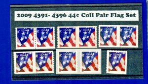 4391 4392 4393 4394 4395 & 4396 single Bk (Clear Perf's) 44¢ MNH 2009