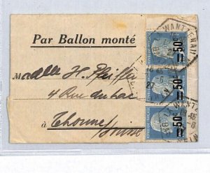 FRANCE BALLOON MAIL Cover PAR BALLON MONTÉ Strasbourg Philatelic Label 1927 YE19