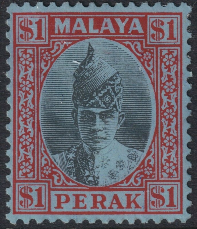 Sc# 96 Malaya Perak $1.00 Sultan Iskandar 1938 - 1941 MMHH CV: $75.00