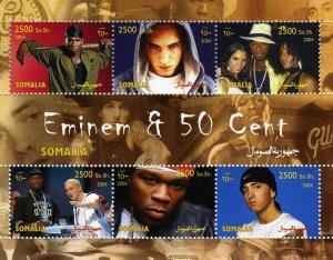 Somalia 2004 EMINEM & 50 CENT American Rappeur Sheet Perforated Mint (NH)