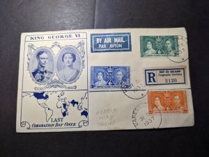 1937 Registered British KUT Coronation Last Day Cover Dar Es Salaam to Tabora