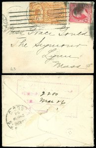 1894 BACK BAY STA. BOSTON CDS- THE SEYMOUR, Lynn Mass, Special Delivery SC #E3