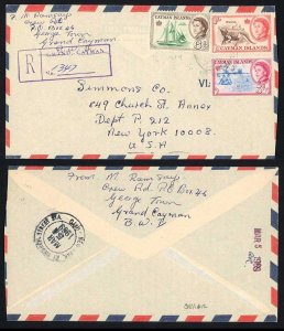 Cayman Islands 1969 1s9d rate registered airmail cover to USA 