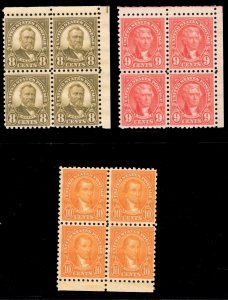 MOMEN: US STAMPS #589-591 BLOCKS MINT OG NH LOT #84373